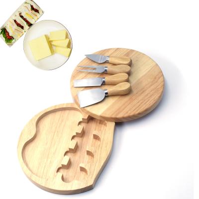 China Sustainable Retractable Multifunctional Stainless Steel Cheese Cutting Board With Knife Set With Wooden Handle for sale