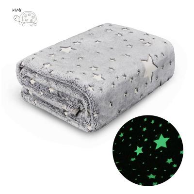 China Home Wholesale Custom Luminous Flannel Bedding Blanket Glow in Dark Fleece Weighted Blanket for sale