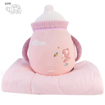 China Multifunctional Portable Pink Milk Bottle Best Price Sleep Blanket And Hug Pillow As A Gift for sale