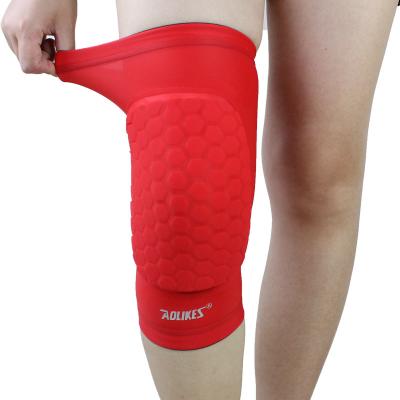 China Aolikes Elastic Elastic Compression Knee Sleeve With Breathable Honeycomb Sponge Protection Sports Knee Brace For Basketball And Football for sale