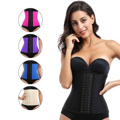 China Double Pull Women Sauna Effect Neoprene Body Shapers 3 Postpartum Strap Slimming Corset Waist Trainer Belt With 3 Row Hooks for sale