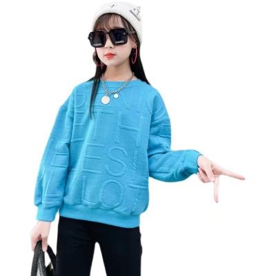 China Girls Breathable Sweater 2022 Spring Dress Girls Big Boys Loose Western Style Girls Long Sleeve Top Round Neck Sweater for sale