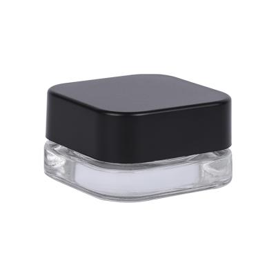 China Luxury Cosmetic Empty Glass Jar Square Food Skin Care Jar Shisha Glass Cream 9g Container for sale