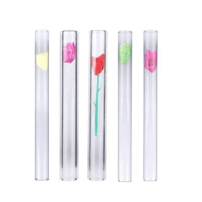 China New Straight Rose Hand Sccessories Smoking Accessories Love Pipe Smoking Glass Pipes Cigarette Tube Glass Pipe With Box for sale