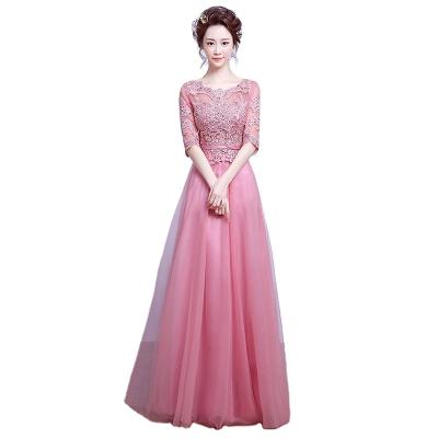 China Anti-Static One-Piece Dress Women Lace Up Chiffon Wedding Bridesmaid Evening Party Prom Dress Formal Formal Dress Gowns Embroidered Long Party Dress for sale