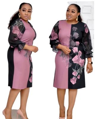 China Hot Sale Anti-Static Printing High Quality African Women Fashion Long Sleeve Dresses Plus Size Casual Dress for sale