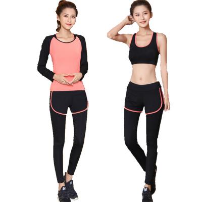 China Spring Autumn Fitness Wear Women Summer Short Sleeve Anti-pilling T-shirt Shorts 3 Piece Set Ladies Yoga Jogging Suit for sale