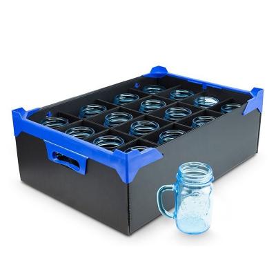 China Recyclable Beer Bottle Glass Packing Plastic Box With Dividers Corflute Boxes For Glasses for sale