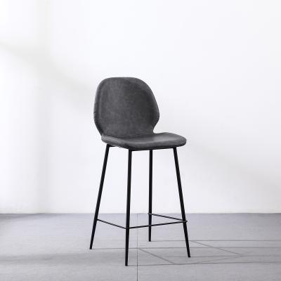 China Wholesale Cheap Modern Luxury Dark Gray Leather Covered Bar Stool Used Modern Hot Sale PU Kitchen Furniture With Back for sale