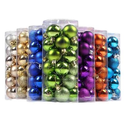 China Christmas Decoration 2022 New Style Christmas Decoration Set 1.57 Inch 24pcs Colored Fine Plastic Snap Christmas Ornament Balls for sale