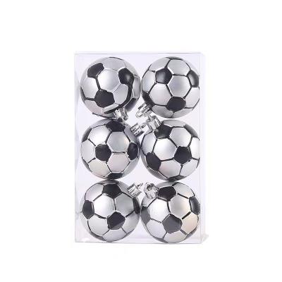 China 2022 Christmas Decoration Yiwu Factory New Christmas Decoration Supplies 6pcs Set 6cm 2.36 Inch Football Shape Plastic Ornaments Balls for sale