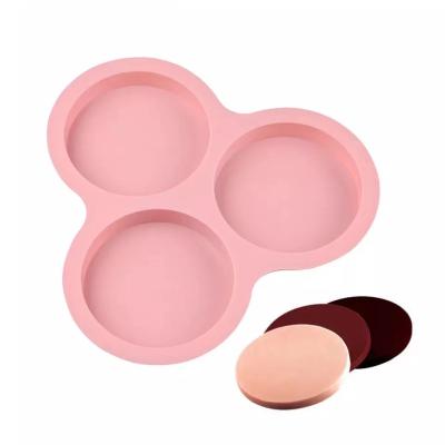 China New 3-Cavity 3D Disposable Flat Round Silicone Candy Molds Pizza French Dessert Cake Decorating Tools Silicone Mold Chocolate Mold for sale