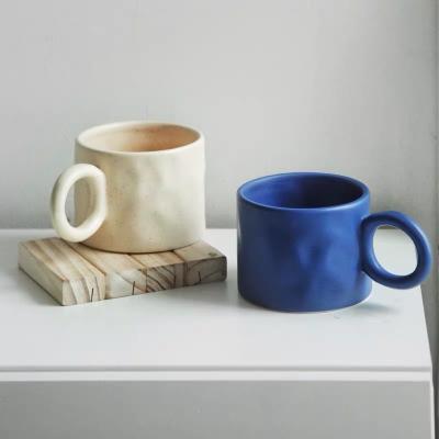 China Wholesale Type Disposable Blue Ceramic Cute Couple Cup Tazas Para Sublimar Matte Reusable Tea Milk Ceramic Klein Coffee Mug Type for sale