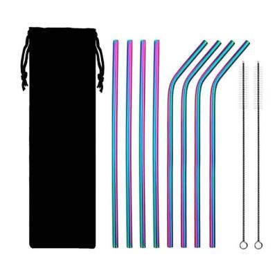 China 2022 Amazon Straws Reusable Hot Sustainable Eco Friendly Bar Accessories 304 Stainless Colorful Straight Straws For Drinking for sale