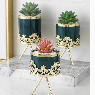 China Modern Nordic Cement Flowerpot Cylinder Grow Leaves Color Painting Nordic Potted Flowerpot Indoor Art and Literature for sale