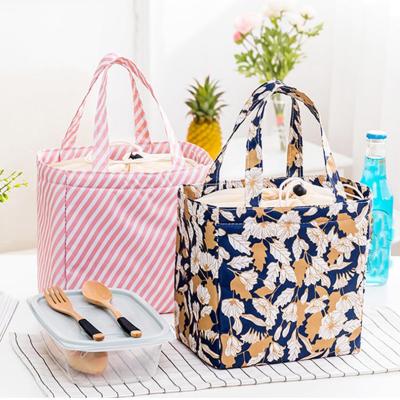 China Waterproof Oxford Beach Lunch Bag Box Food Picnic Bolsa Waterproof Tote Thermal Bag Floral Pattern Women Kids String Cooler Bag Men for sale