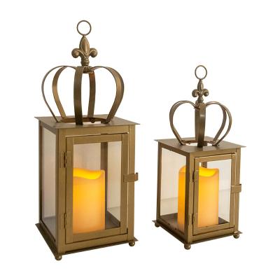 China High quality glass L retro waist wind lamp interior decoration candle holder home decoration waterproof metal ornament for sale