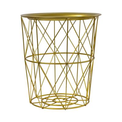 China Hot Selling Modern Design Metal MDF Round Side Tables Promotional Stylish Coffee Table For Living Room Furniture Storage Basket for sale