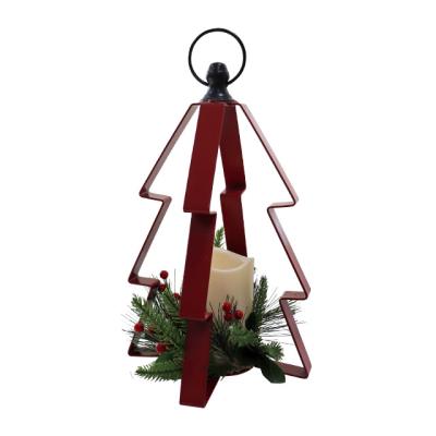 China Morden Style Best-selling Nordic Geometric Christmas Red Metal Christmas Tree Candle Holders Suitable For Home Decoration for sale