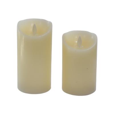 China Relighting Candle Ivory Paraffin Wax Smooth Warm White Flickering Pillar Battery Operated, LED Dacncing Wick, Moving Flame Candle for sale