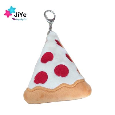 China Plush Food Key Holder Customized Key Chain , Soft Rubber 3D Pizza Key Chain for sale