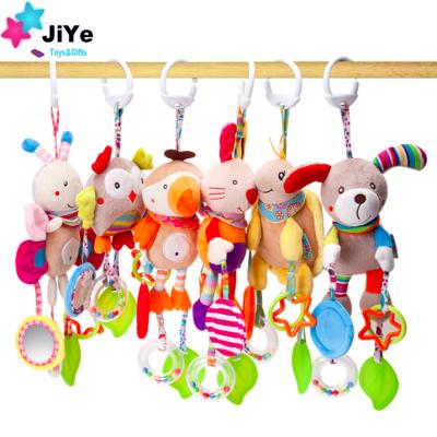 China Protect Baby Soft Newborn Baby Wholesale Ratchet Hand Bell Baby Rattle Cute Animal Flashing Toy for sale