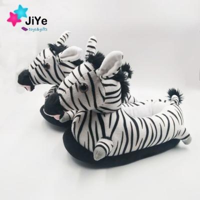 China Custom Cute Anti-odor Cute Soft Plush Stuffed Animal Baby Zebra Slippers for sale