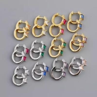 China 925 Sterling Silver Luxury Multi Color Earring Jewelry Fashion Eco-Friendly CZ Zirconia Earrings for sale