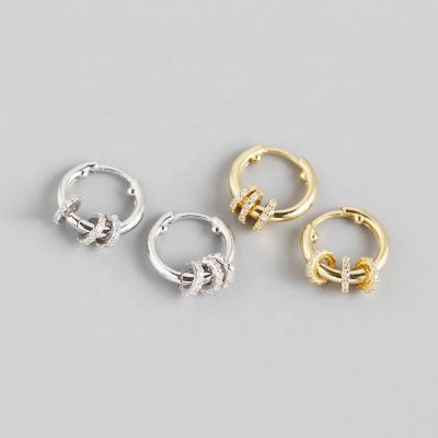 China Diamond Circular Hoop Ear Ring Fashionable Creative Micro Paved Set s925 Sterling Silver Earrings Women for sale