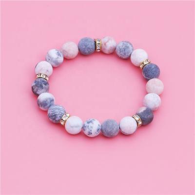 China 2021 Cute Hot Sale Handmade Natural Stone Buddha Beads Bracelet Pink Zebra Stone Bracelet For Women Mother Yoga for sale