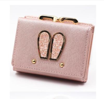 China Factory Wholesale Fancy Rabbit Wallet School Coin Purse Rabbit With Iron Clip for sale