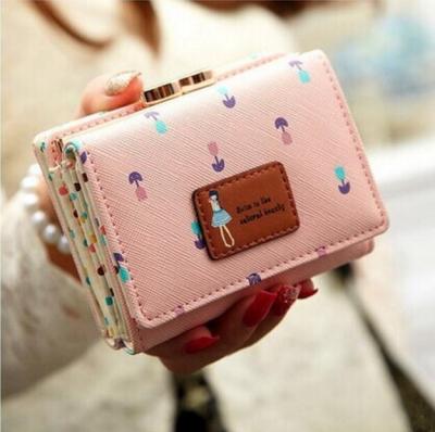 China Short Cool Girls Wallet Preppy Style Short Cool Girls PU Leather Style Female Notecase Purse With Coin Pocket for sale