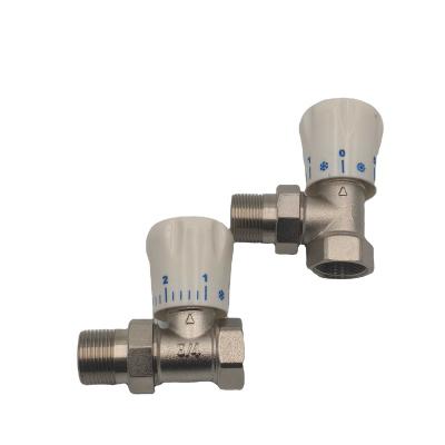 China DN15-DN25 Brass Nickel Plated Home Kitchen Manual Radiator Thermostatic Control Valve for sale