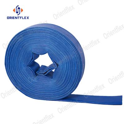 China High-Dtrength Color Anti-UV OEM&ODM Flexibility PVC Layflat Hose Irrigation Water Discharge Blue Heavy Duty Non-Smelling Hose Available for sale