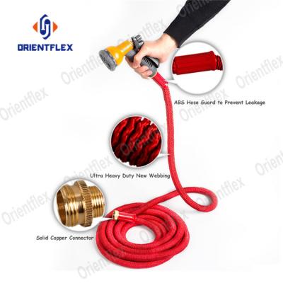 China Adjustable Cloth Retractable Magic Hose Flexible Folding Expanding Expanding Garden Water Hose With High Pressure Spray Gun for sale