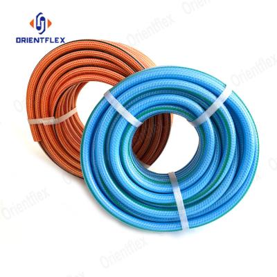 China Large Diameter Anti Aging Portable Water Hose Auto Cleaner PVC Knitted Garden Hose Pipe With Brass Connector Fittings for sale