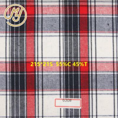 China Hot Sale Custom Classic Yarn Dyed Checked Shirt Cotton Polyester Poplin Fabric Windproof for sale