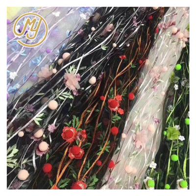 China Hot Selling High Quality Viable 100%poly Fancy Wear Net Fabric Luxury 3d Lace Fabric Luxury Embroidery for sale