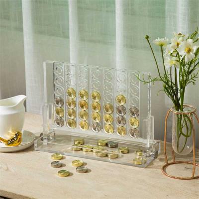 China Detachable Luxury Gold Lucite Connect Four Clear Board Games for sale