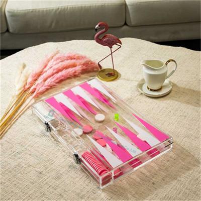 China Pink Backgammon Pieces Checkers Custom Lucite Acrylic Backgammon Set for sale