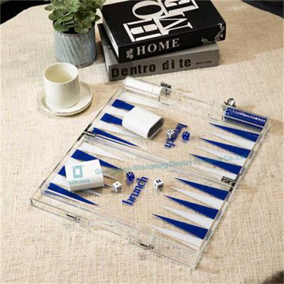 China Custom Logo White Backgammon Cup Chips Professional Navy Luxury Backgammon Boards for sale