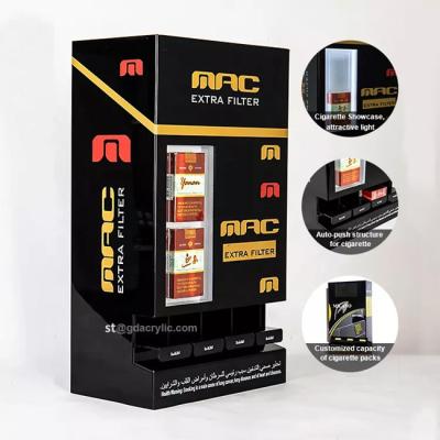 Chine Support acrylique de coffret d'étalage de tabac de cigarette de poussée automatique avec la zone d'exposition d'éclairage à vendre