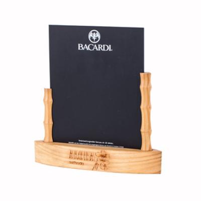 Cina Rewriteable Blackboard Laser Logo Nature Wood Table Top Menu Holders in vendita