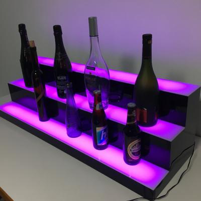 China RGB Lighted Liquor Bottle Shelf Stand 3 Tier Led Light Liquor Bottle Display for sale