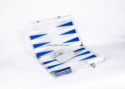 China Blue White Triangle color Luxury Transparent Acrylic Lucite Backgammon Sets for sale