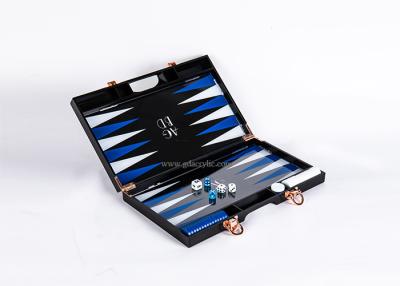 China With Logo printing Blue Red White Triangle color Luxury Black Acrylic Lucite Backgammon Sets for sale