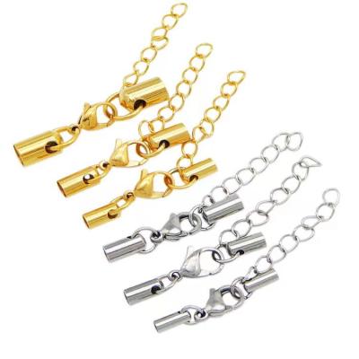 China 316 Stainless Steel DIY Jewelry Hardware Flat Leather Round Rope Necklace End Clasps for sale