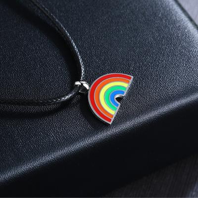 China Pride Rainbow Jewelry Stainless Steel Cute Popular Gay Rainbow Jewelry LGBT Products Pendant Necklaces for sale