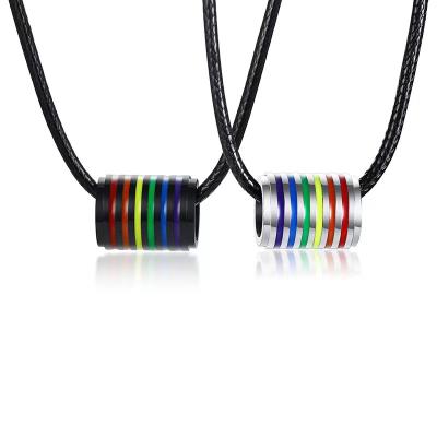 China Pride Rainbow Jewelry Gay And FASHIONABLE LGBT Jewelry Stainless Steel Rainbow Tube Beas Lesbian Necklaces for sale