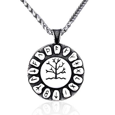 China Attractive Scandinavian Viking Myths Tree Of Life Stainless Steel Tree At Sea Runes Amulet Fashionable Men Pendant for sale